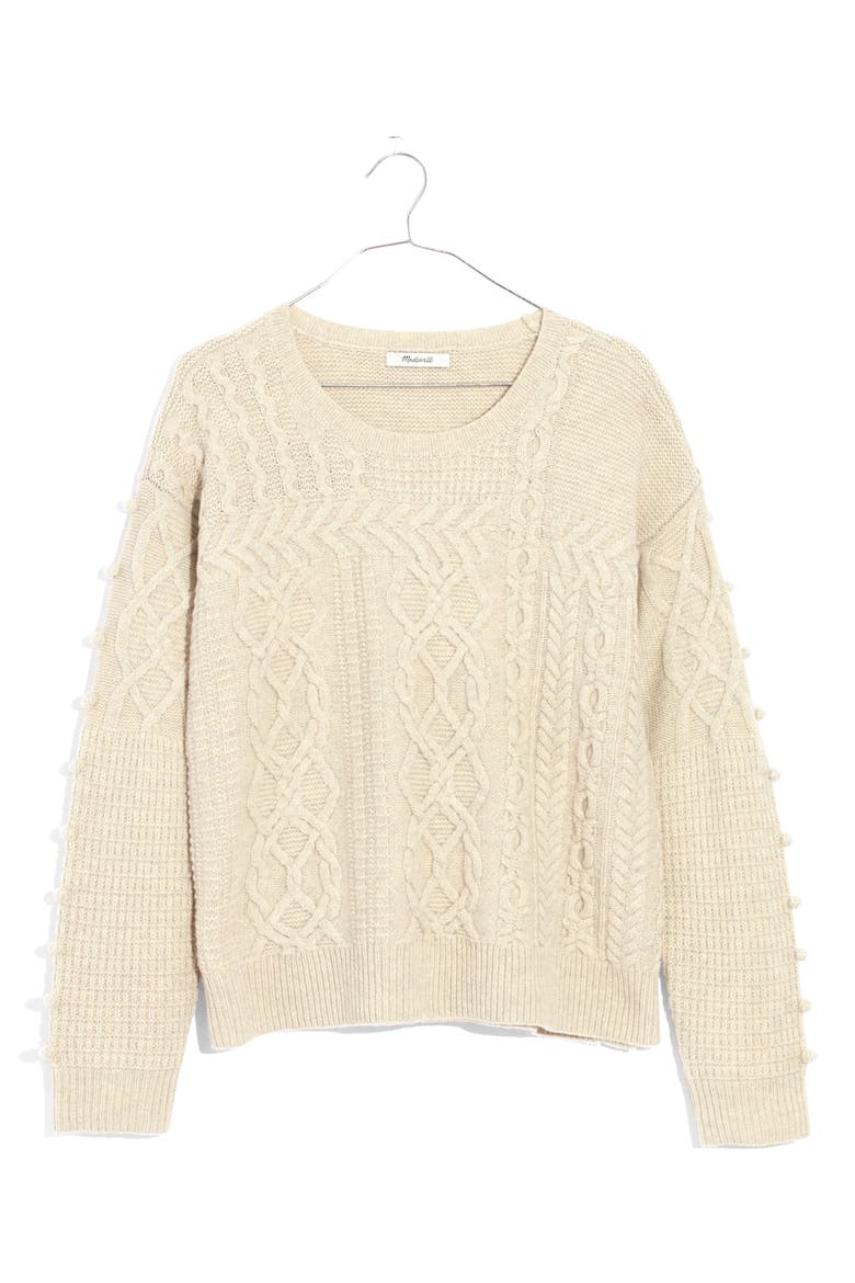 Open Side Bobble Pullover Sweater, Alternate, color, HEATHER FOG