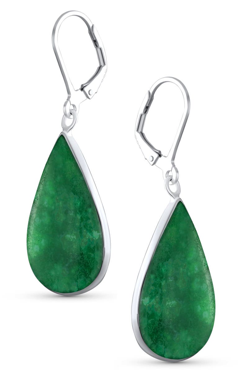 BLING JEWELRY Sterling Silver Teardrop Earrings, Alternate, color, Green