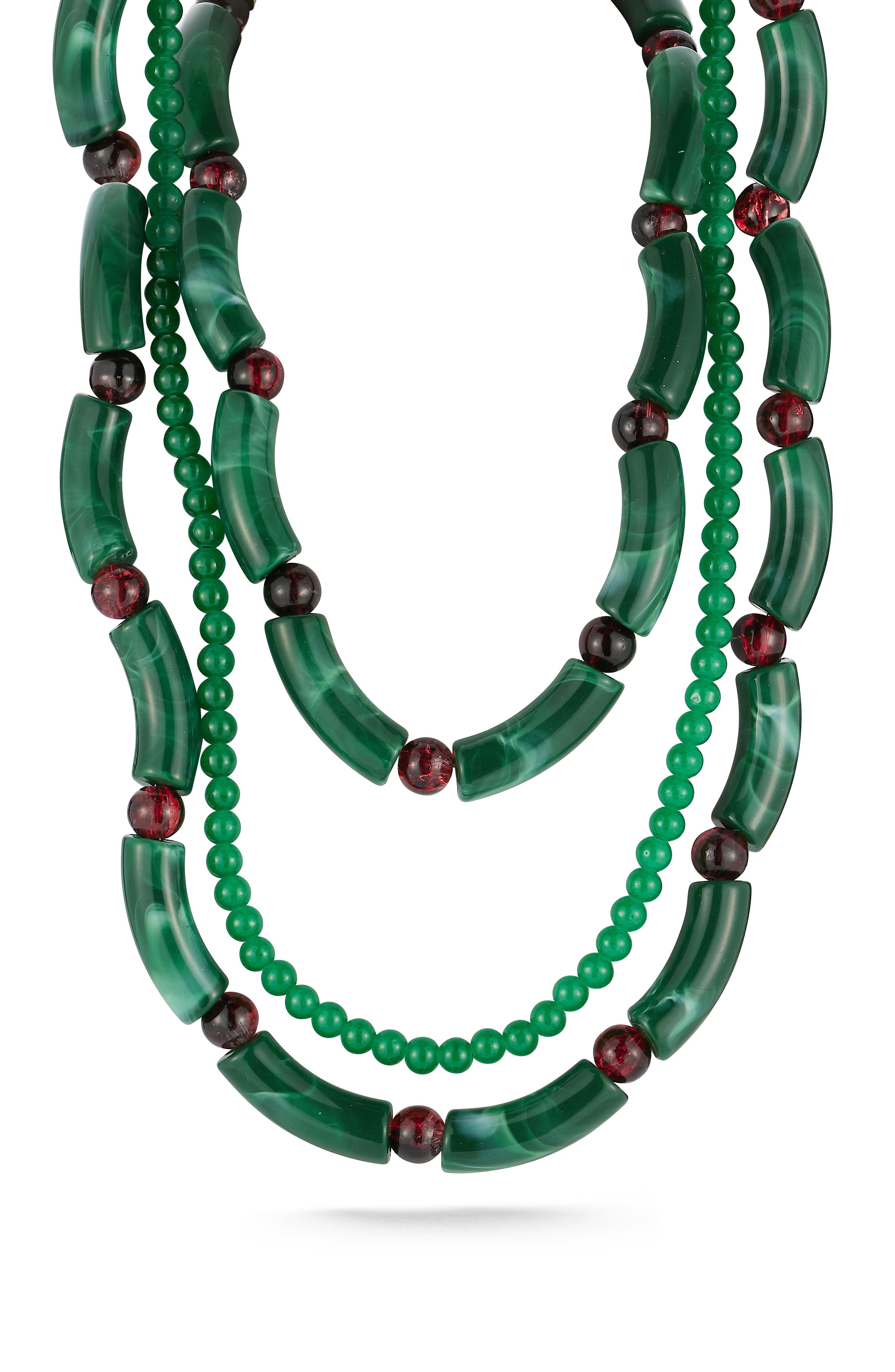 Triple Layer Bar & Bead Necklace
