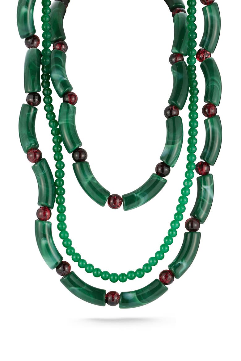 Triple Layer Bar & Bead Necklace, Main, color, MULTI