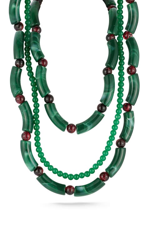 Triple Layer Bar & Bead Necklace