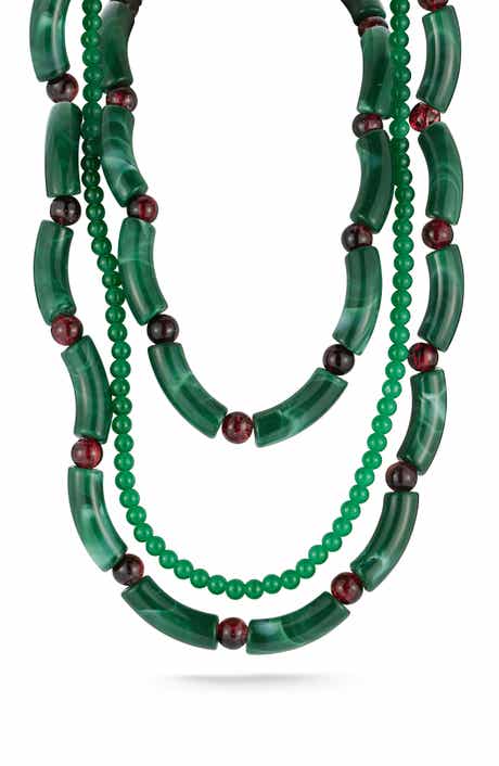Triple Layer Bar & Bead Necklace