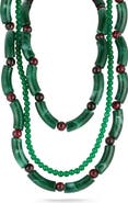 CHLOE AND MADISON Triple Layer Bar & Bead Necklace