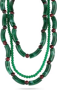 CHLOE AND MADISON Triple Layer Bar & Bead Necklace