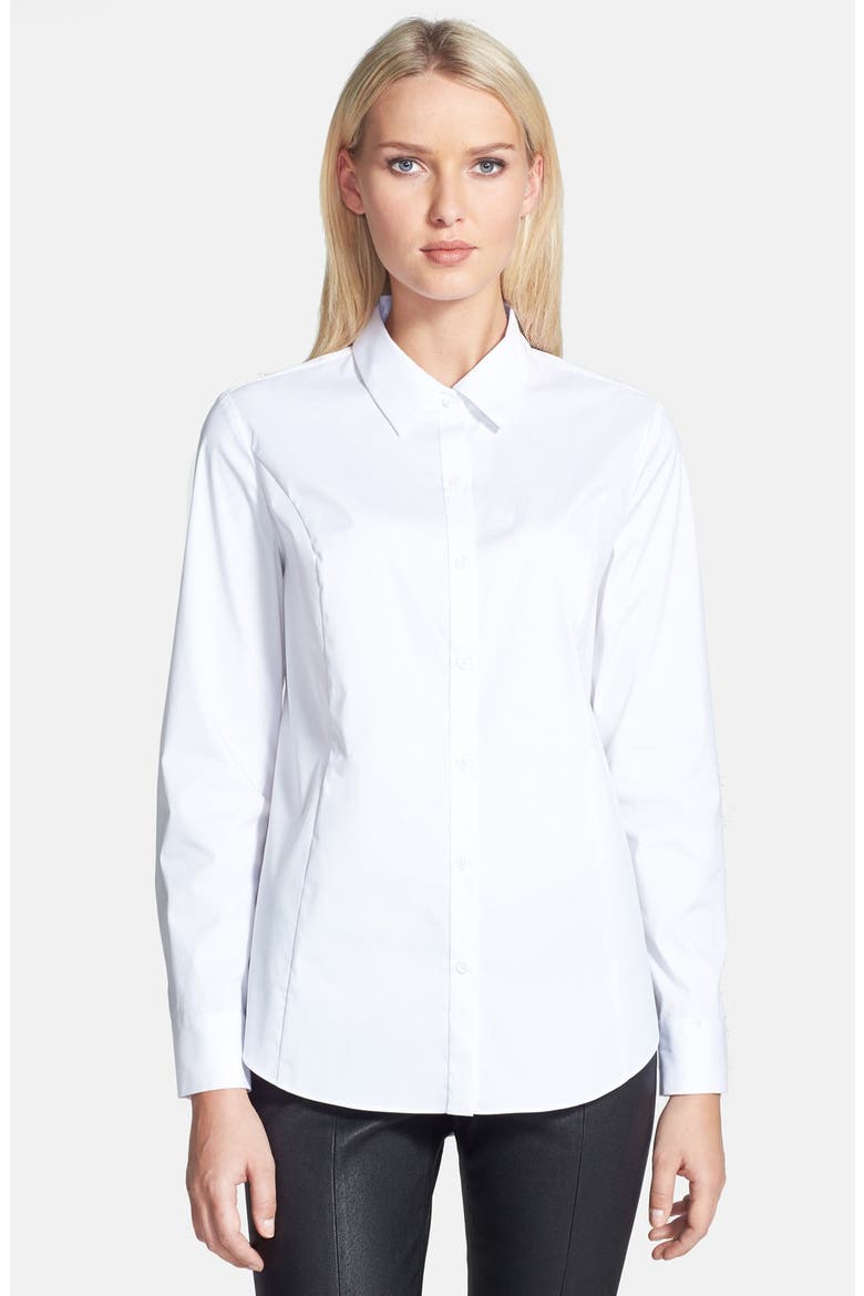 'Abella' High/Low Shirttail Hem Poplin Blouse, Main, color, WHITE