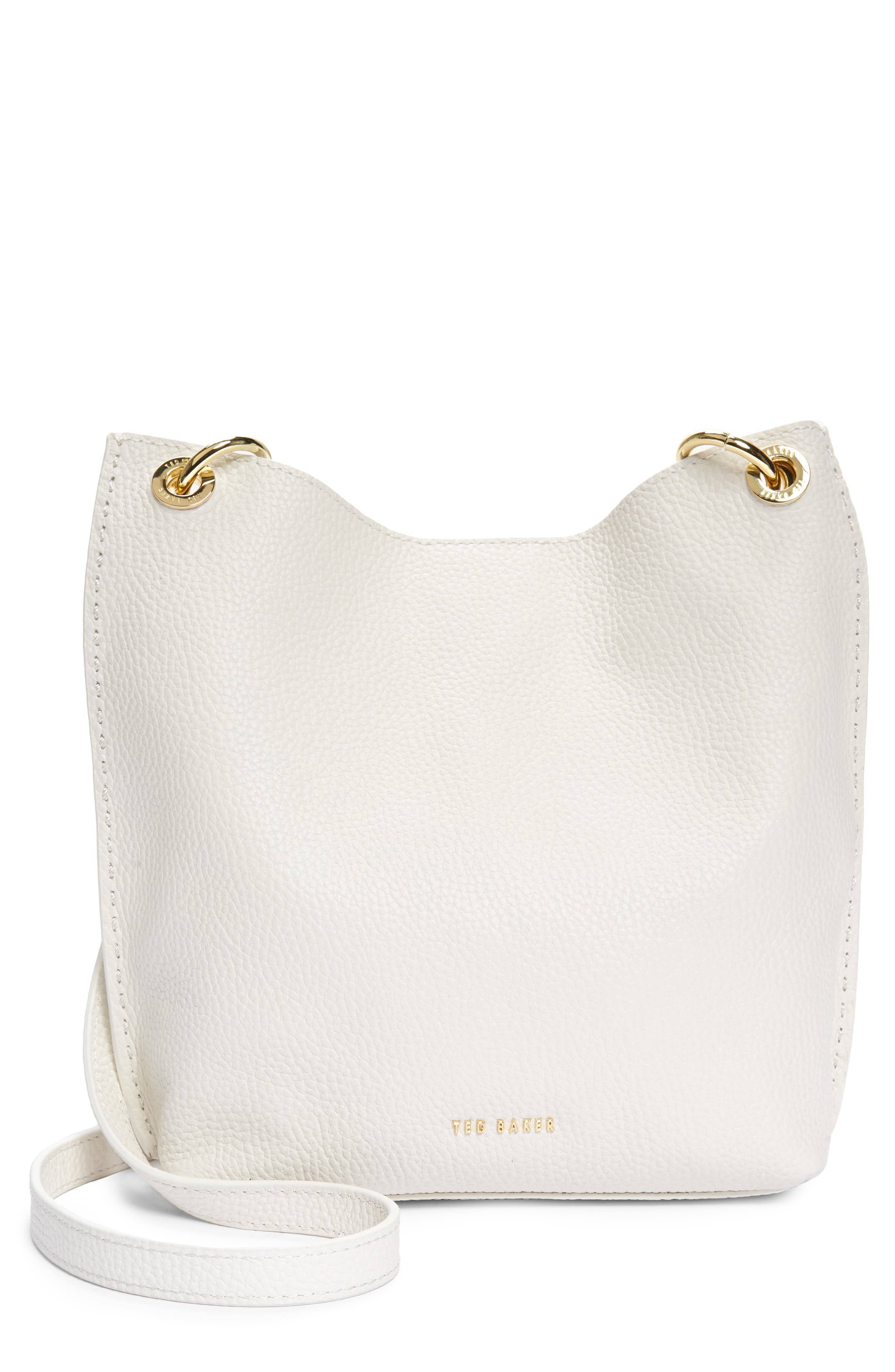 Mini Holiiee Leather Crossbody Bag, Main, color, WHITE