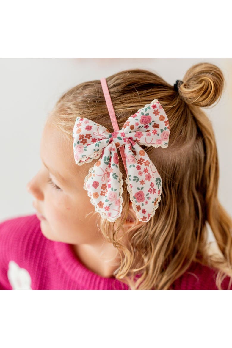 Berry Floral Bow Headband, Alternate, color, Mauve