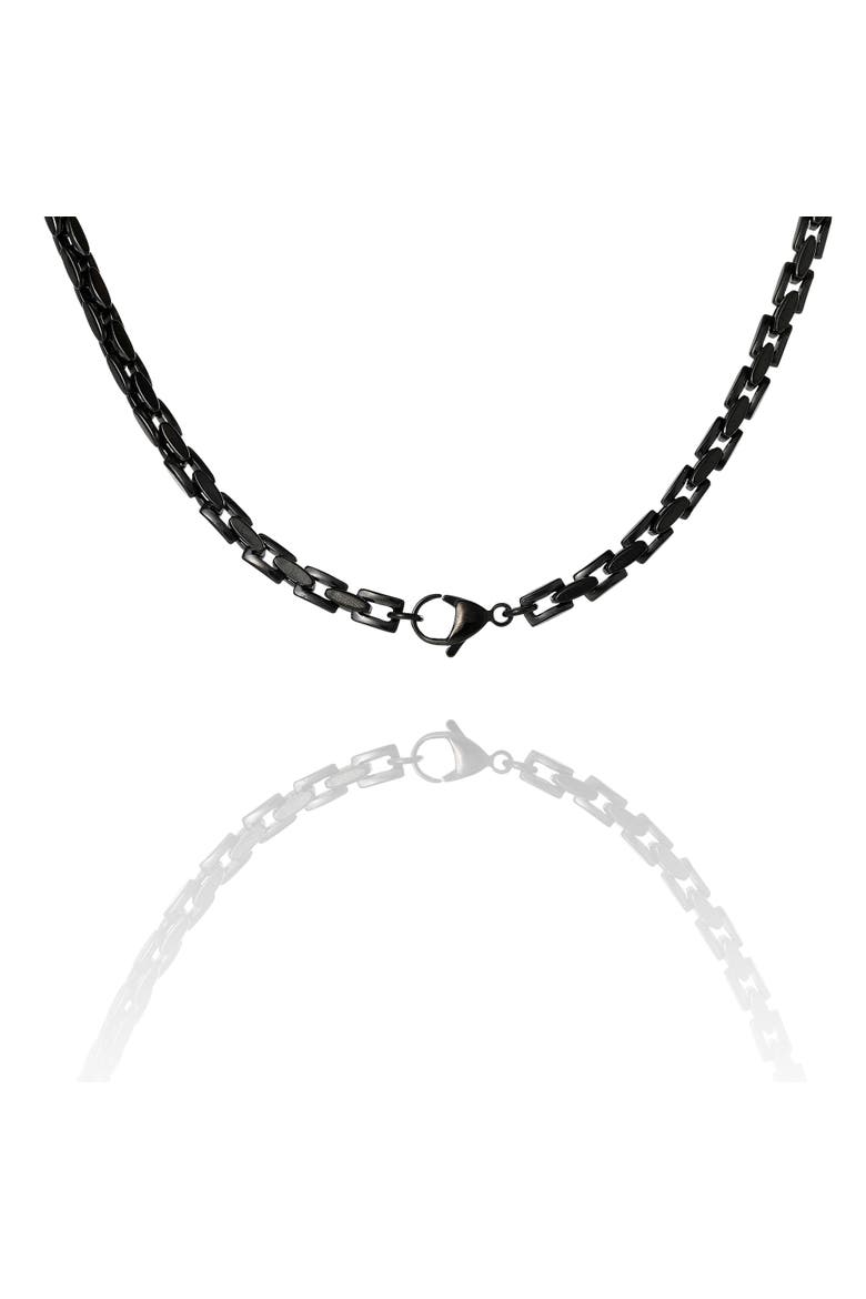 Men's Black Stainless Link 22'' Chain Necklace, Polished Ion-Plated Finish, Alternate, color, Black