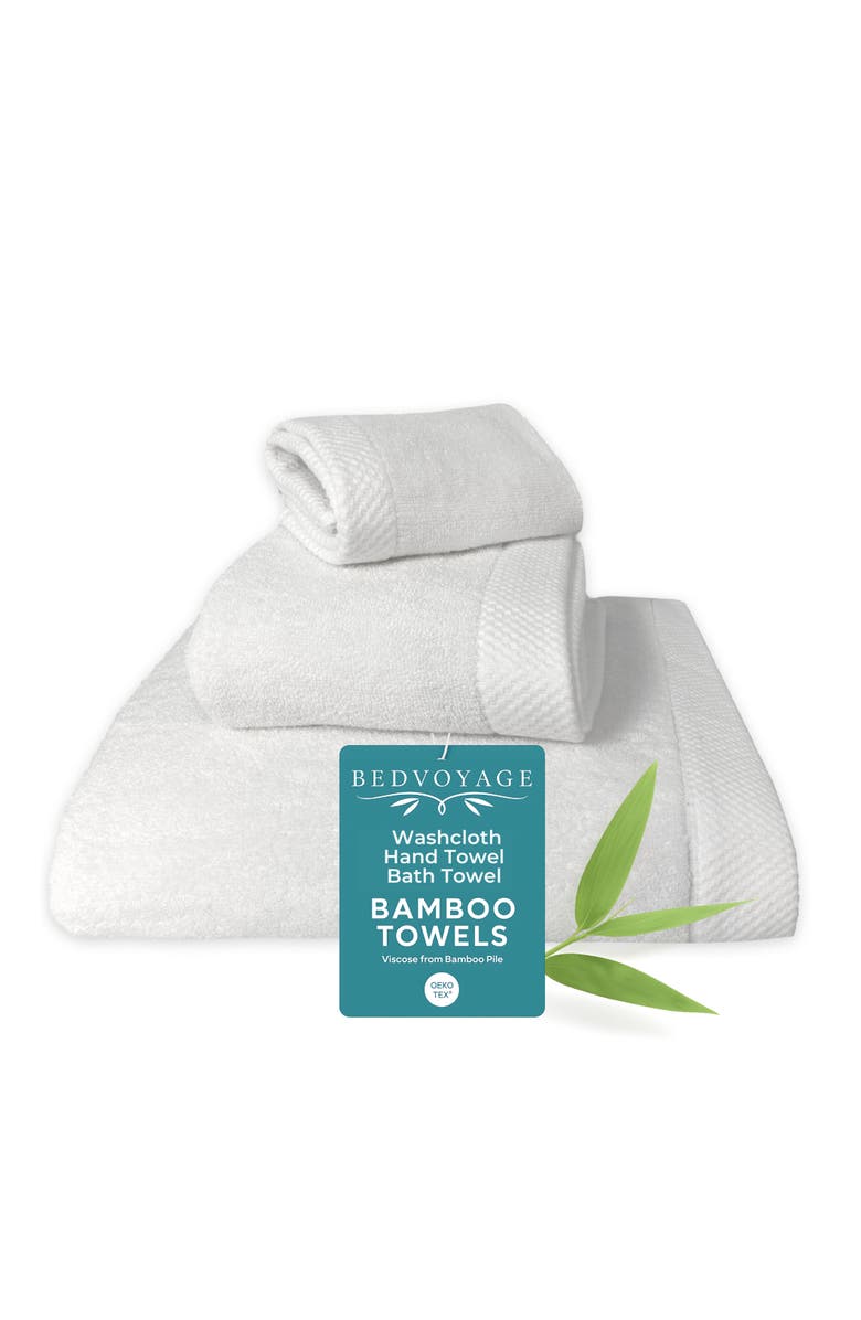 BedVoyage Luxury Viscose Odor & Mildew Resistant Towel Collection, 3pc Set, Main, color, White
