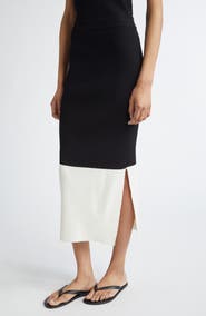 PARTOW Morgan Two-Tone Rib Midi Skirt