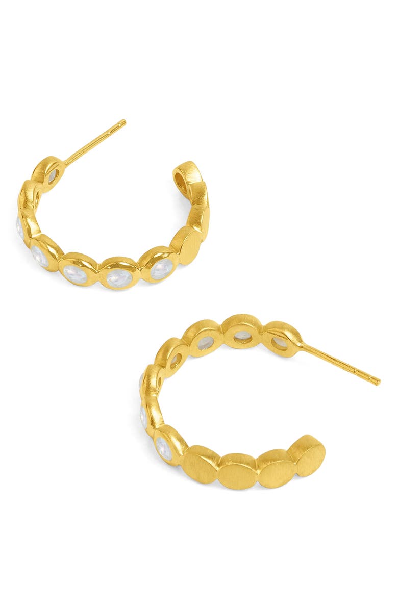 Dean Davidson Small Signature Eternity Hoop Earrings, Alternate, color, Yellow Gold/ Moonstone