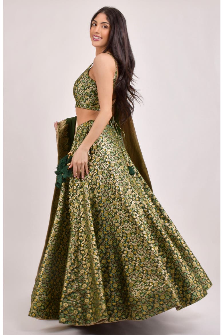 Beryl Banarasi Lehenga Choli Set, Alternate, color, Green