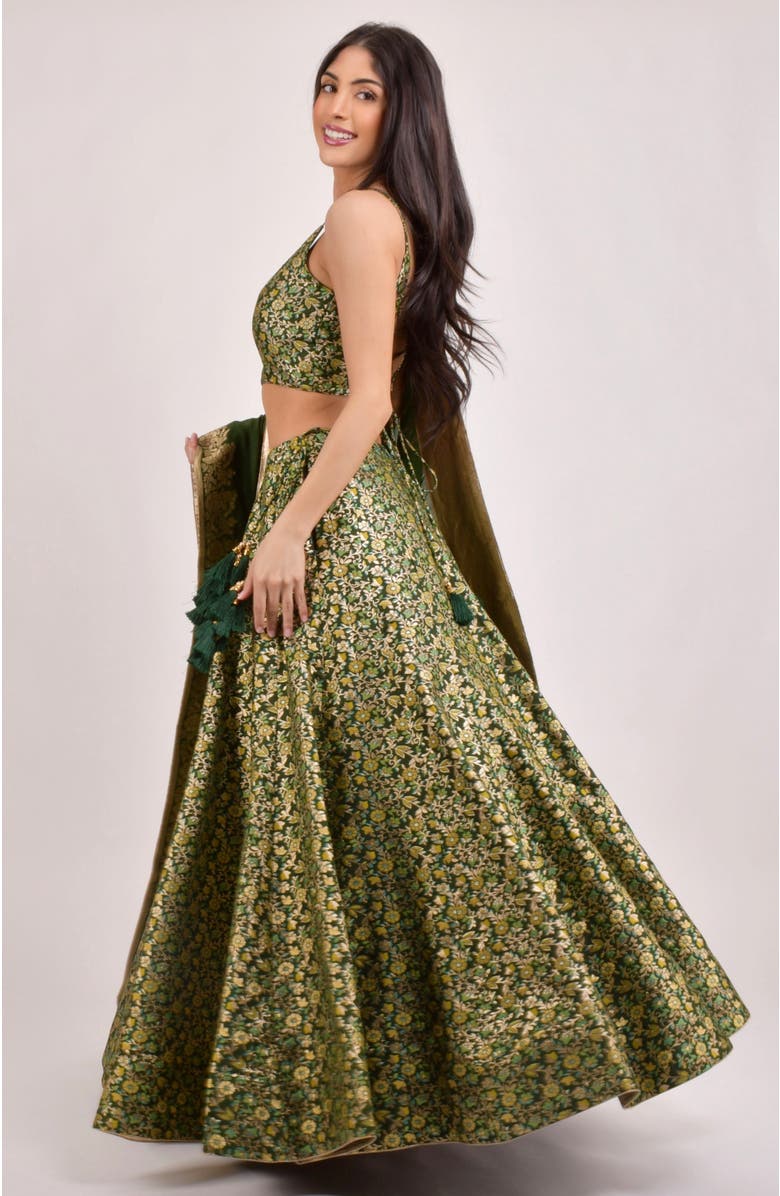 RAAS Beryl Banarasi Lehenga Choli Set, Alternate, color, Green