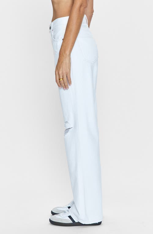Pistola Grayson Ripped Wide Leg Jeans In Le Blanc Distressed