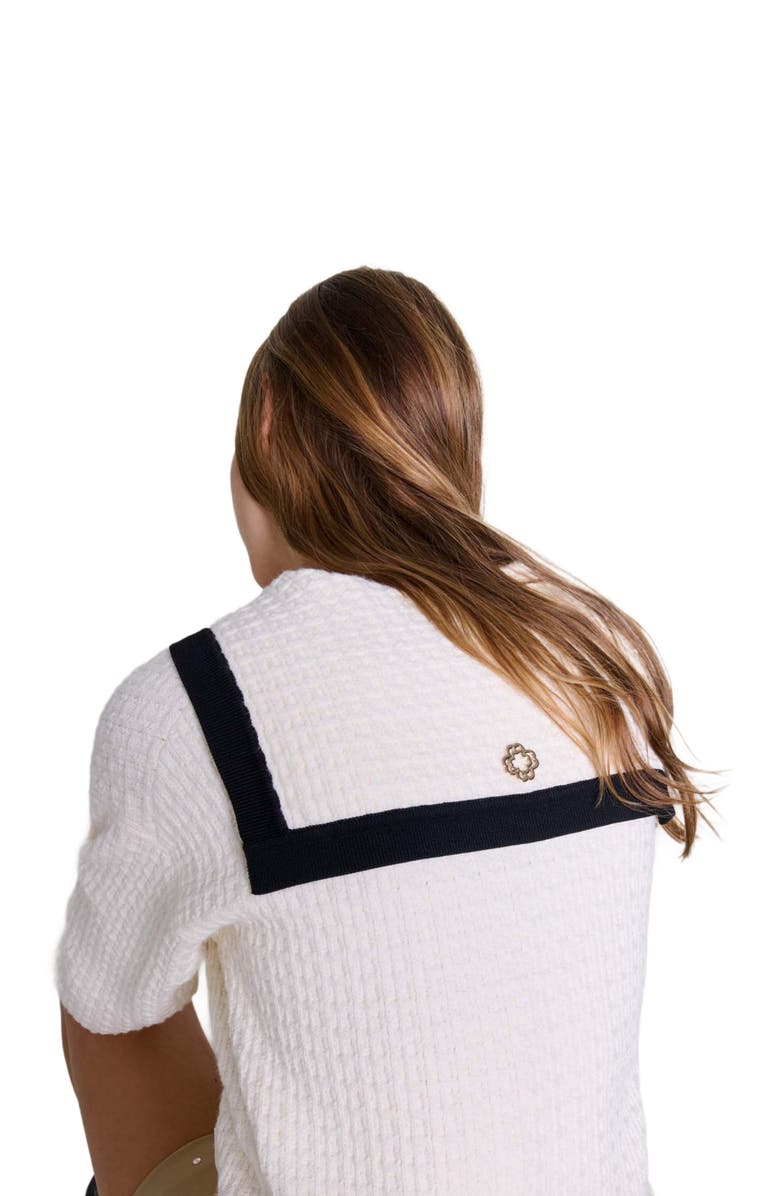 maje Contrast collar cardigan, Alternate, color,