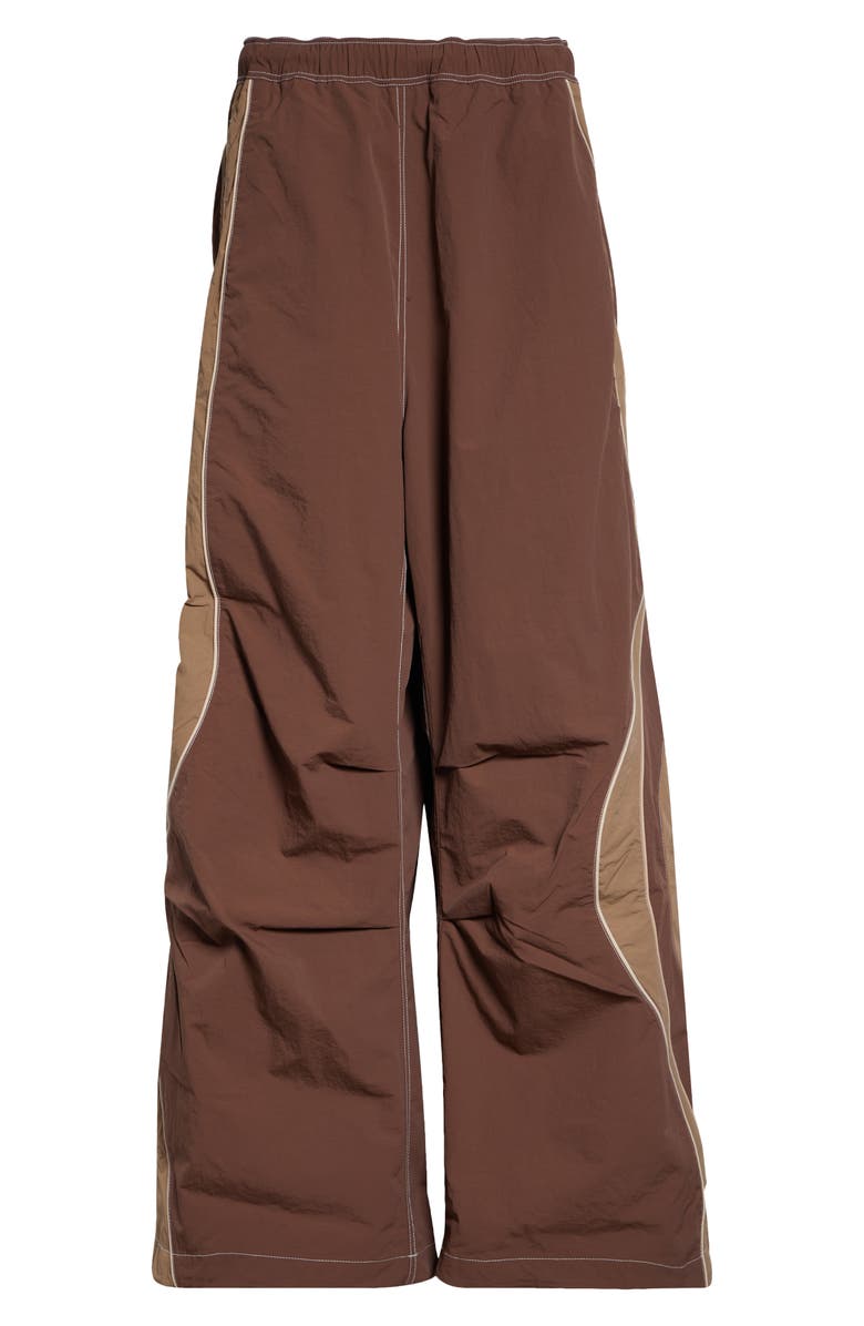 ERL Gender Inclusive UFO Nylon Wide Leg Track Pants, Main, color, Brown