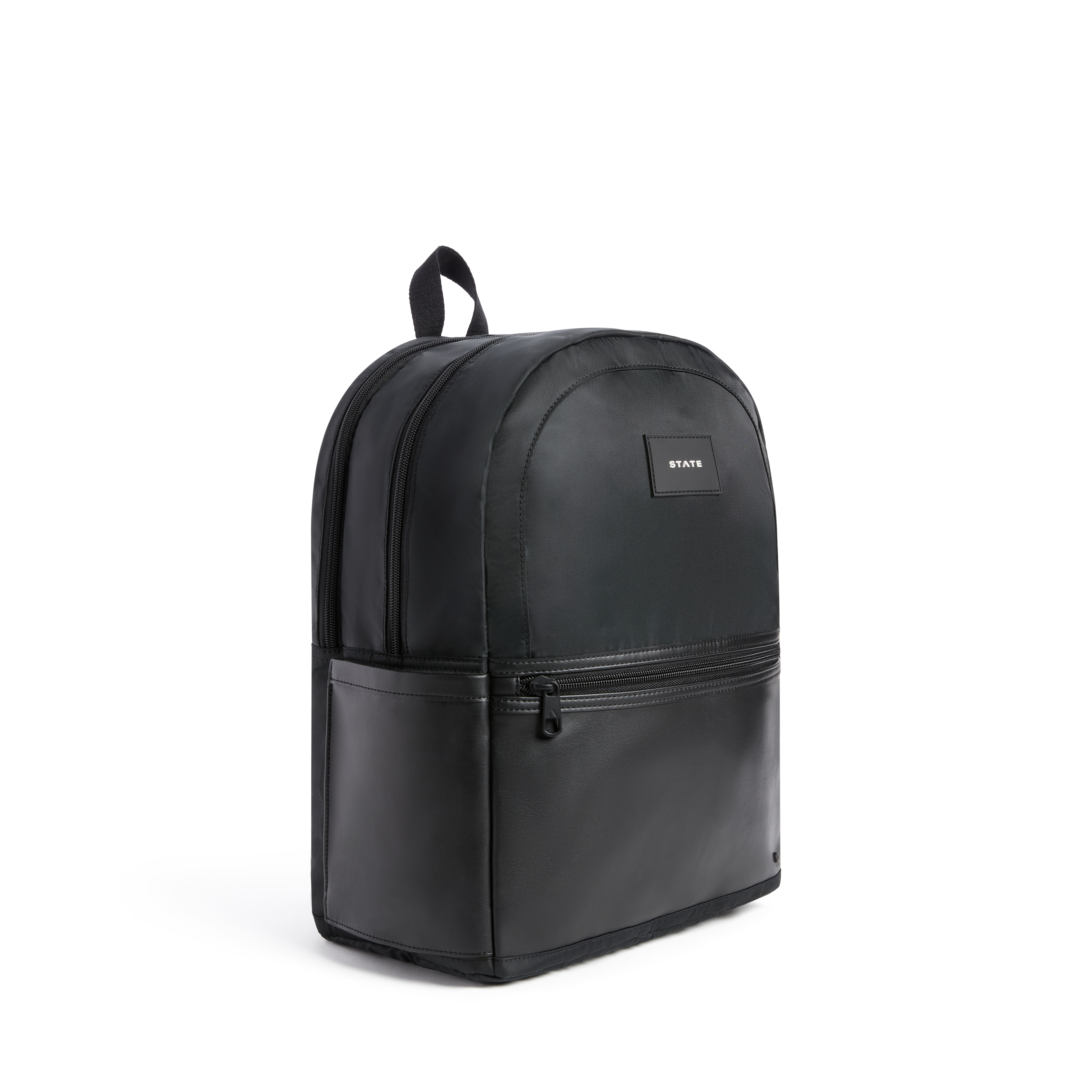 Evans Double Pocket Black Backpack, Main, color, Black