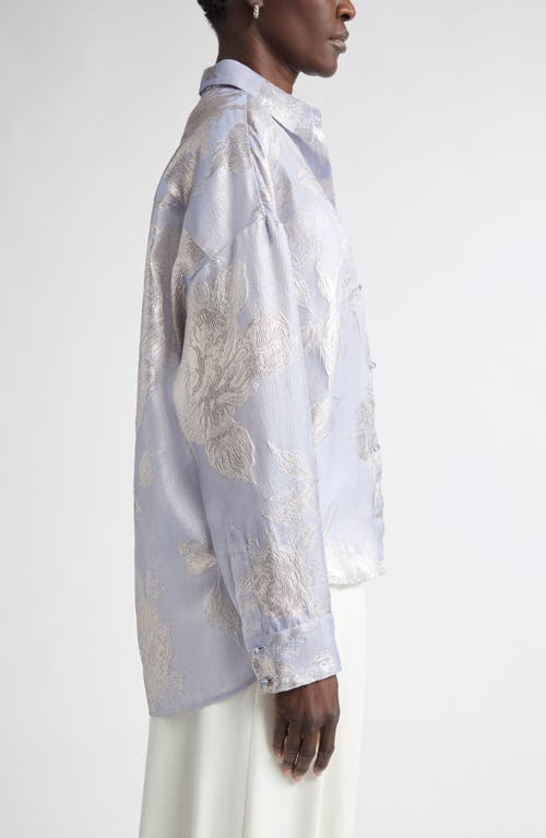 St John St. John Collection Sharon Floral Jacquard Button-up Shirt In Purple