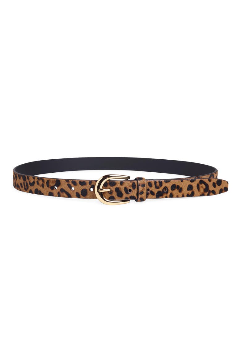 Favorite Leopard Print Skinny Calf Hair Belt, Main, color, LEOPARD