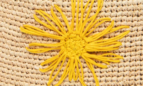 San Diego Hat Sol Embroidered Raffia Bucket Hat In Yellow