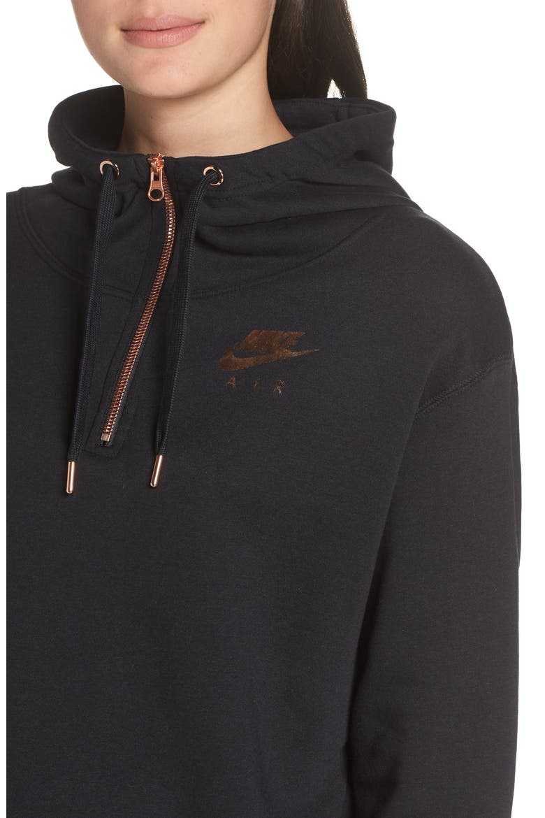 Sportswear Women's Half Zip Fleece Hoodie, Alternate, color, BLACK/ BLACK/ ROSE GOLD