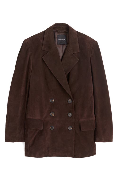 Madewell Double-breasted Suede Blazer In Brown