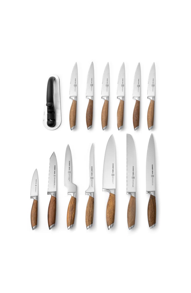 Schmidt Brothers Cutlery Bonded Teak 15-Piece Knife Block Set, Alternate, color, Brown