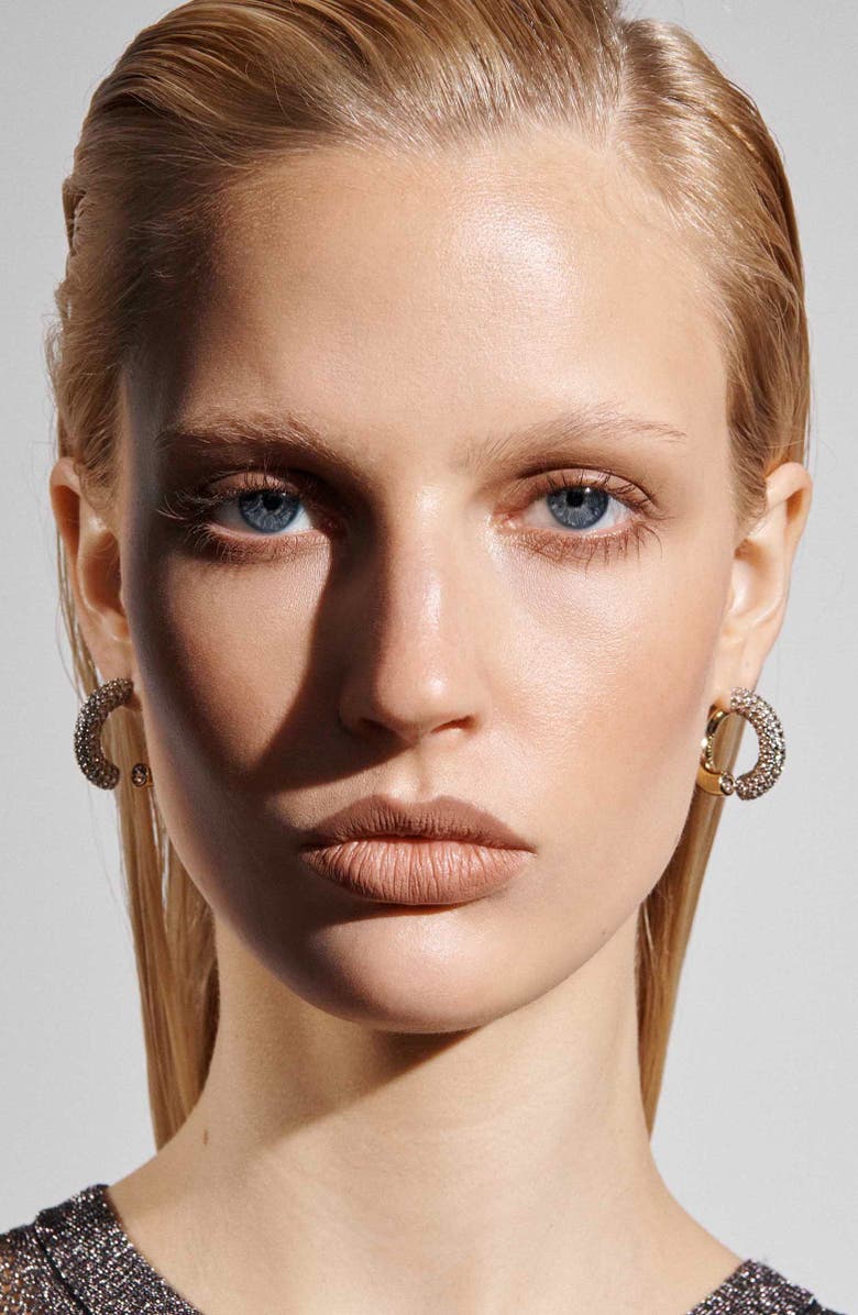 DEMARSON Monroe Pavé Hoop Earrings, Alternate, color, Gold/ Pave