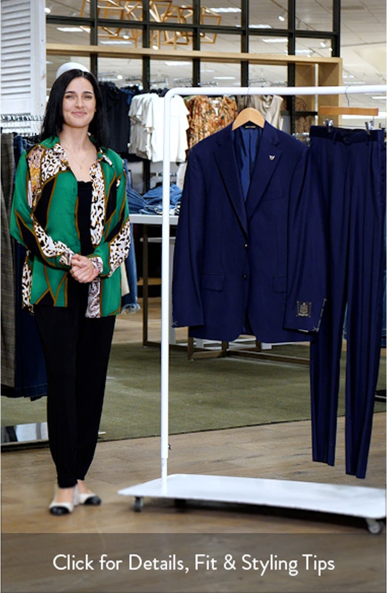 Honeyway Classic Fit Super 150s Navy Wool Suit, sales video thumbnail