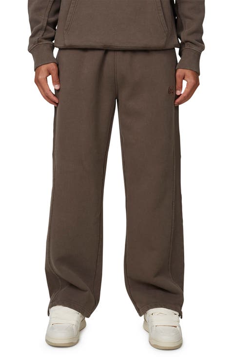 Ribbed Emblem Split Hem Baggy Jogger