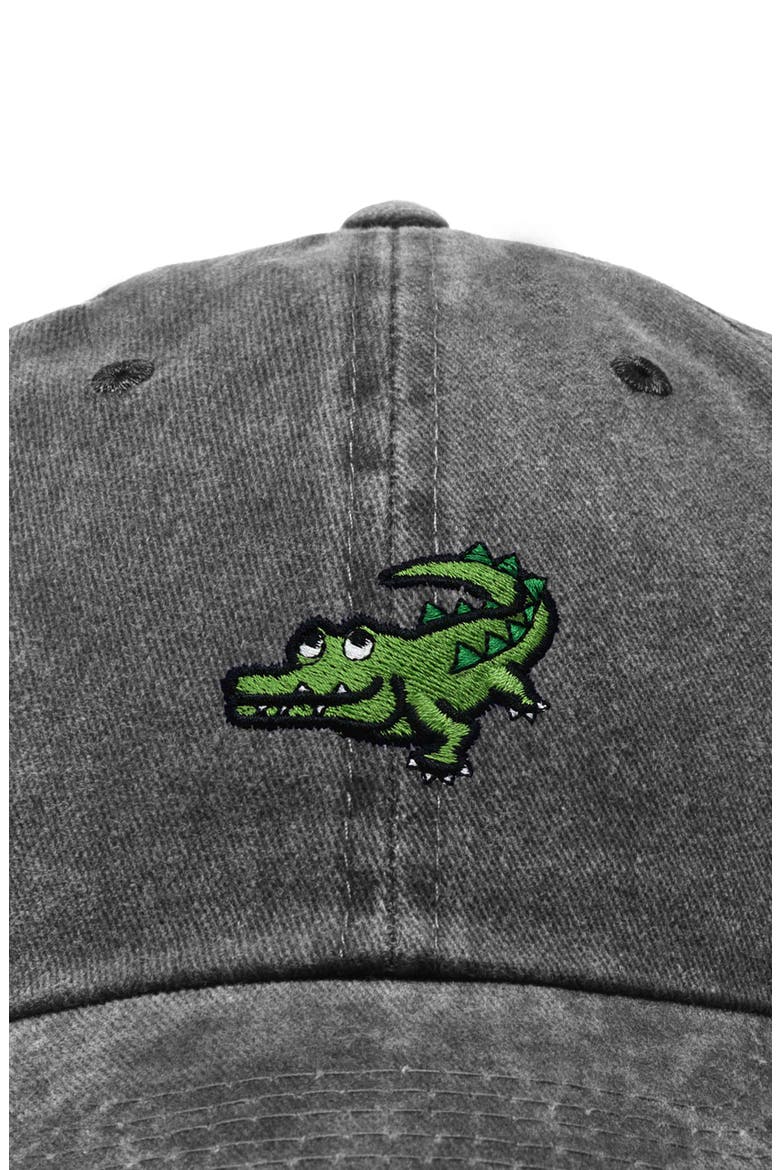Alligator Embroidered Wildlife Cap, Alternate, color, Washed Black