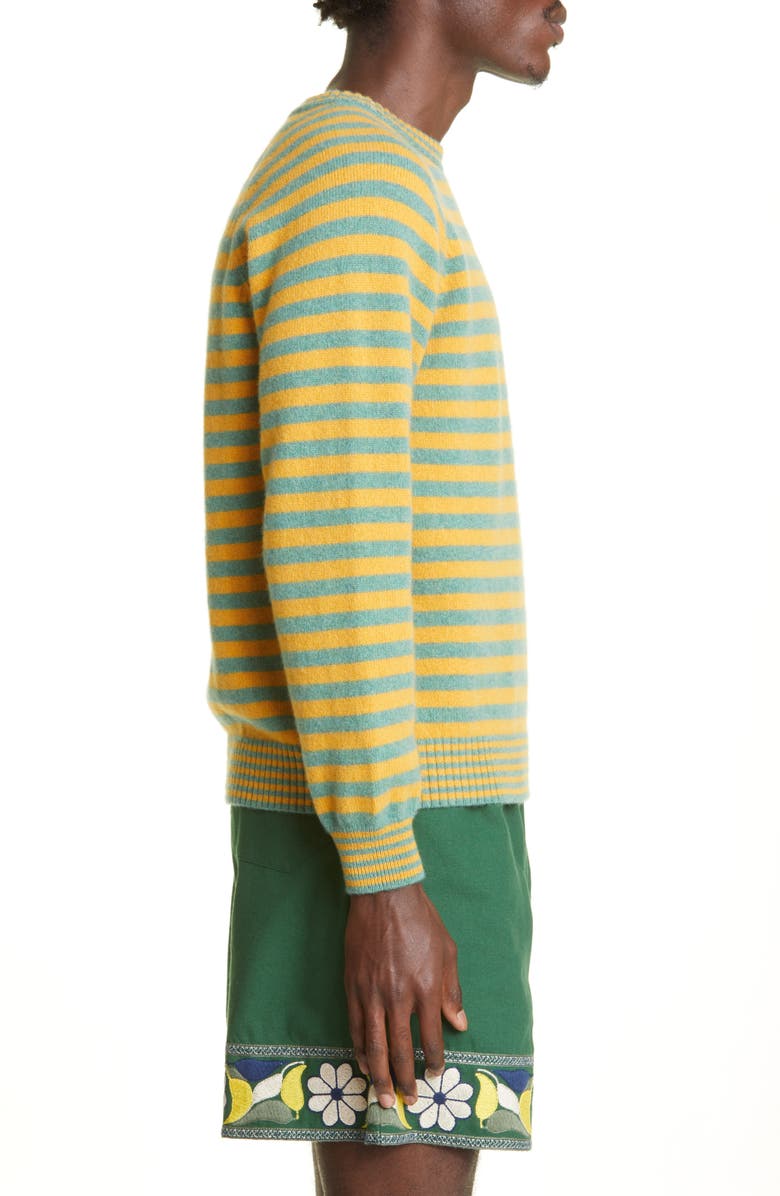 Bode Men's Turmeric Stripe Merino Wool Sweater, Alternate, color, 