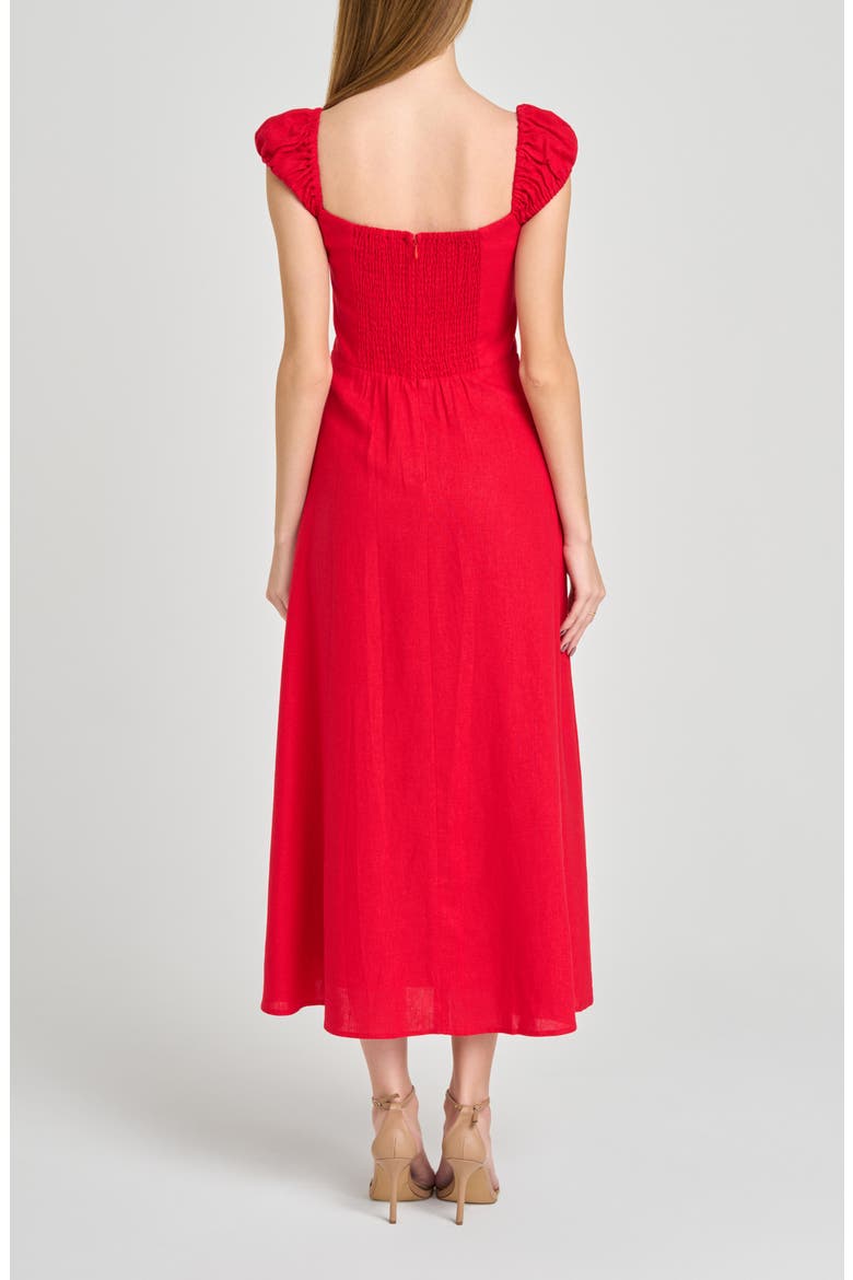 Carina Cap Sleeve Linen Blend Maxi Dress, Alternate, color, RED