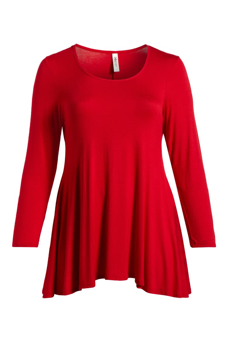Swing Asymmetric Hem Tunic Top, Alternate, color, RED