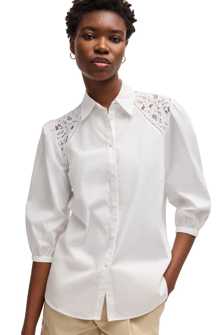 Brenda Cotton Button-Up Shirt, Alternate, color, WHT