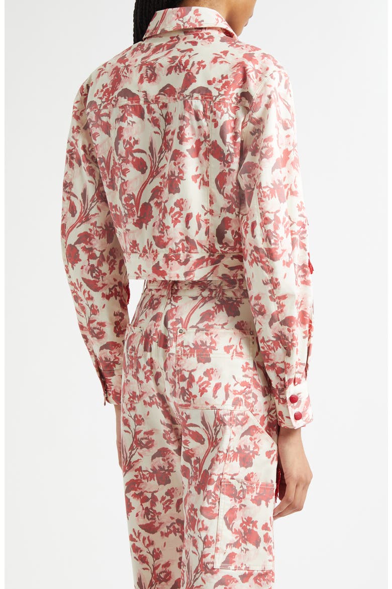 Deyo Floral Ribbons Bead Detail Stretch Cotton Jacket, Alternate, color, CHERRY ROSE MULTI
