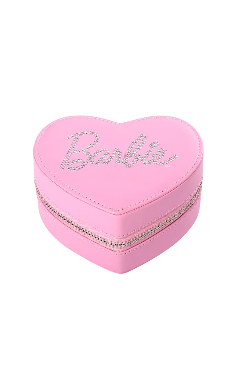 Barbie Heart-Shaped Jewelry Case for Travel, Main, color, Pink