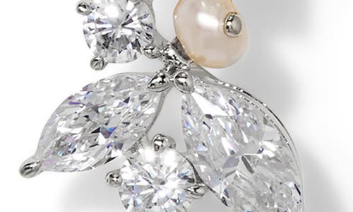 NADRI NADRI RAVISH CUBIC ZIRCONIA & PEARL LINEAR DROP EARRINGS 