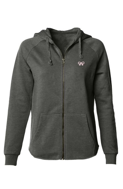 Bow Fleece Zip Hoodie