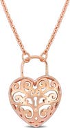 DELMAR Heart Padlock Filigree Pendant Necklace