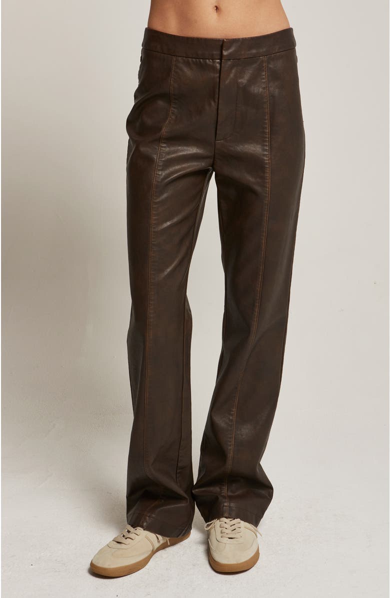 CRESCENT Washed Faux Leather Pants, Main, color, Brown