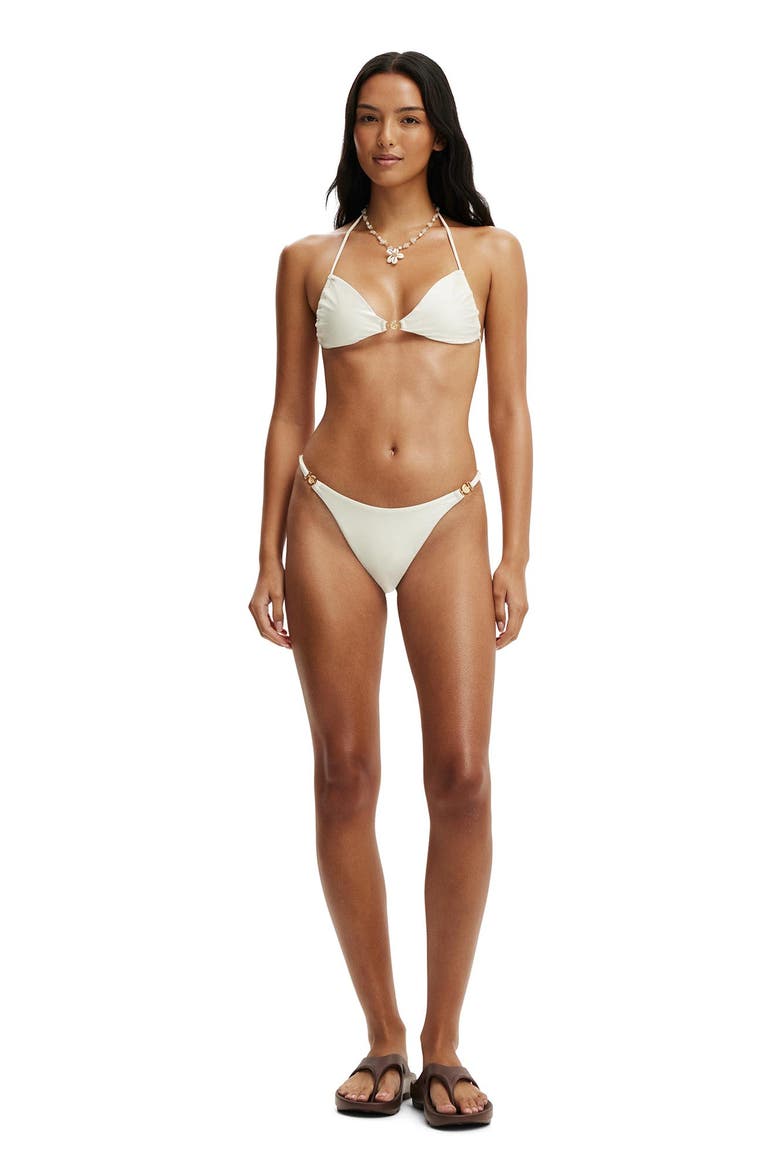 Women's Side Gather Bralette Bikini Top, Alternate, color, Coconut Milk Gloss