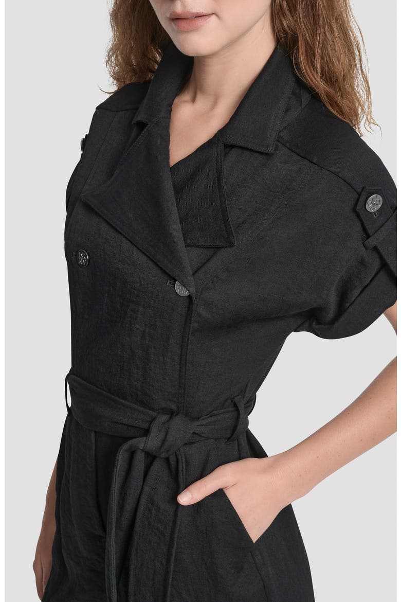 Twill Tie Waist Jumpsuit, Alternate, color, BLACK