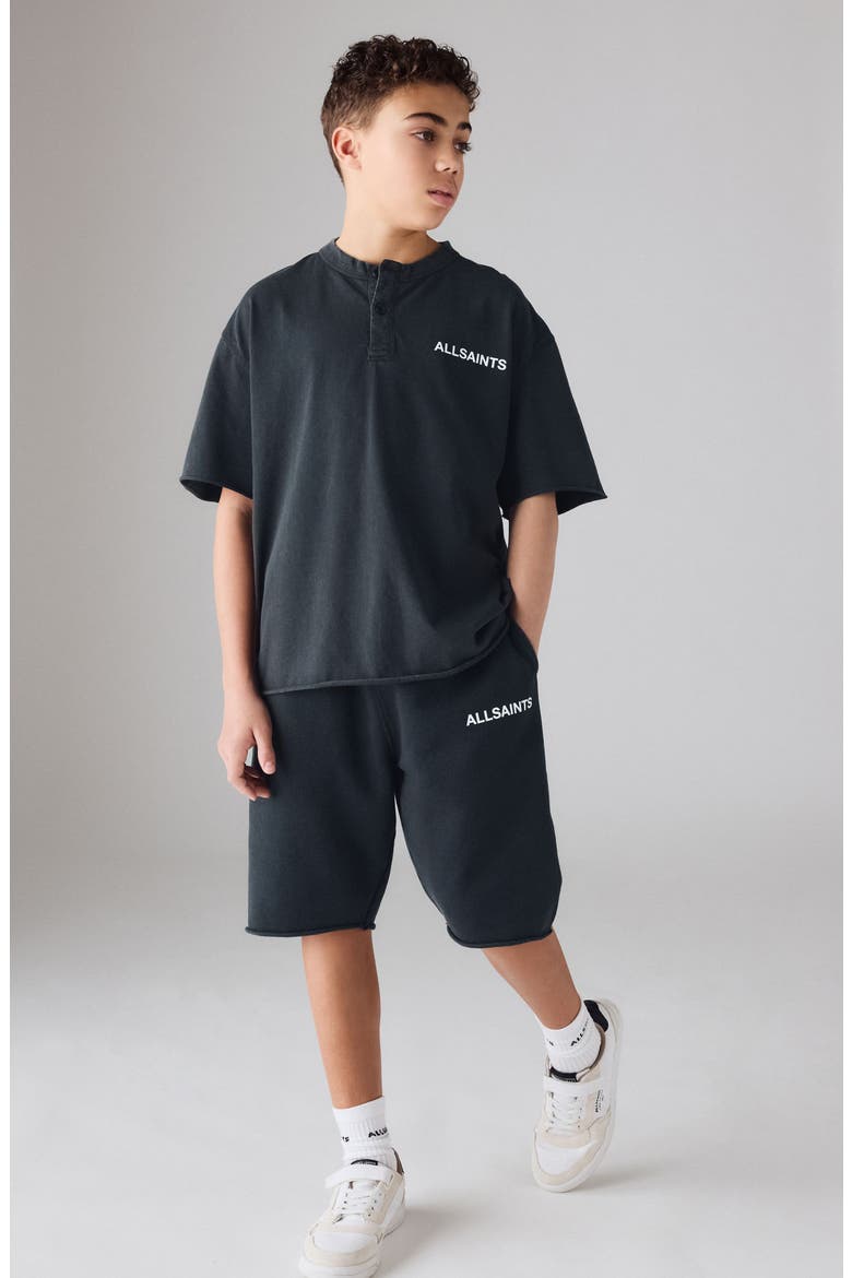 Kids' Washed Henley Tee & Shorts Set, Alternate, color, BLACK