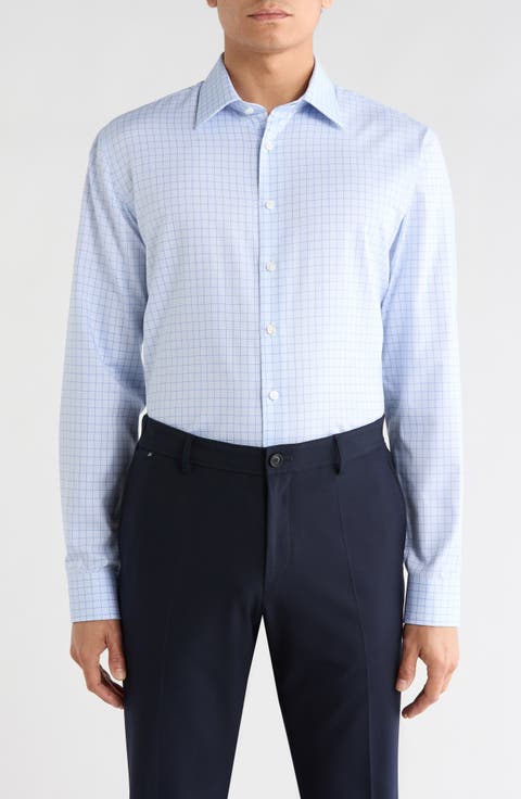 Trim Fit Check Premium Non Iron Cotton Dress Shirt