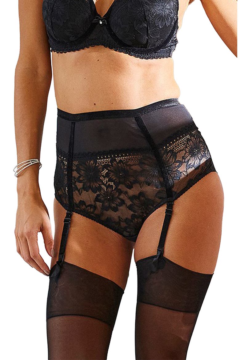 Women's Lace High Waisted Bikini Brief, Main, color, Black