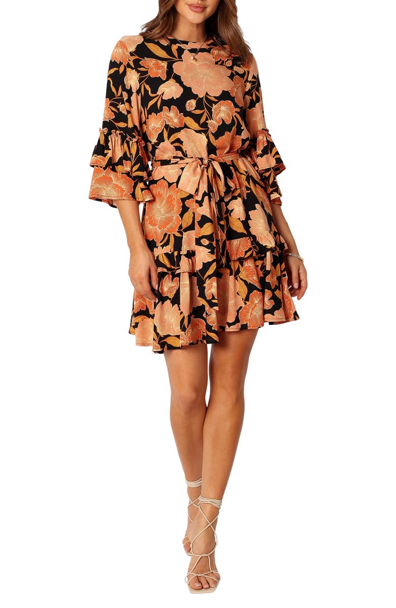 Petal & Pup Peta Floral Tiered Minidress, Main, color, 