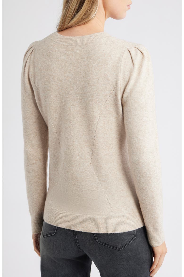Pointelle Detail Crewneck Sweater, Alternate, color, TAN DOESKIN HEATHER