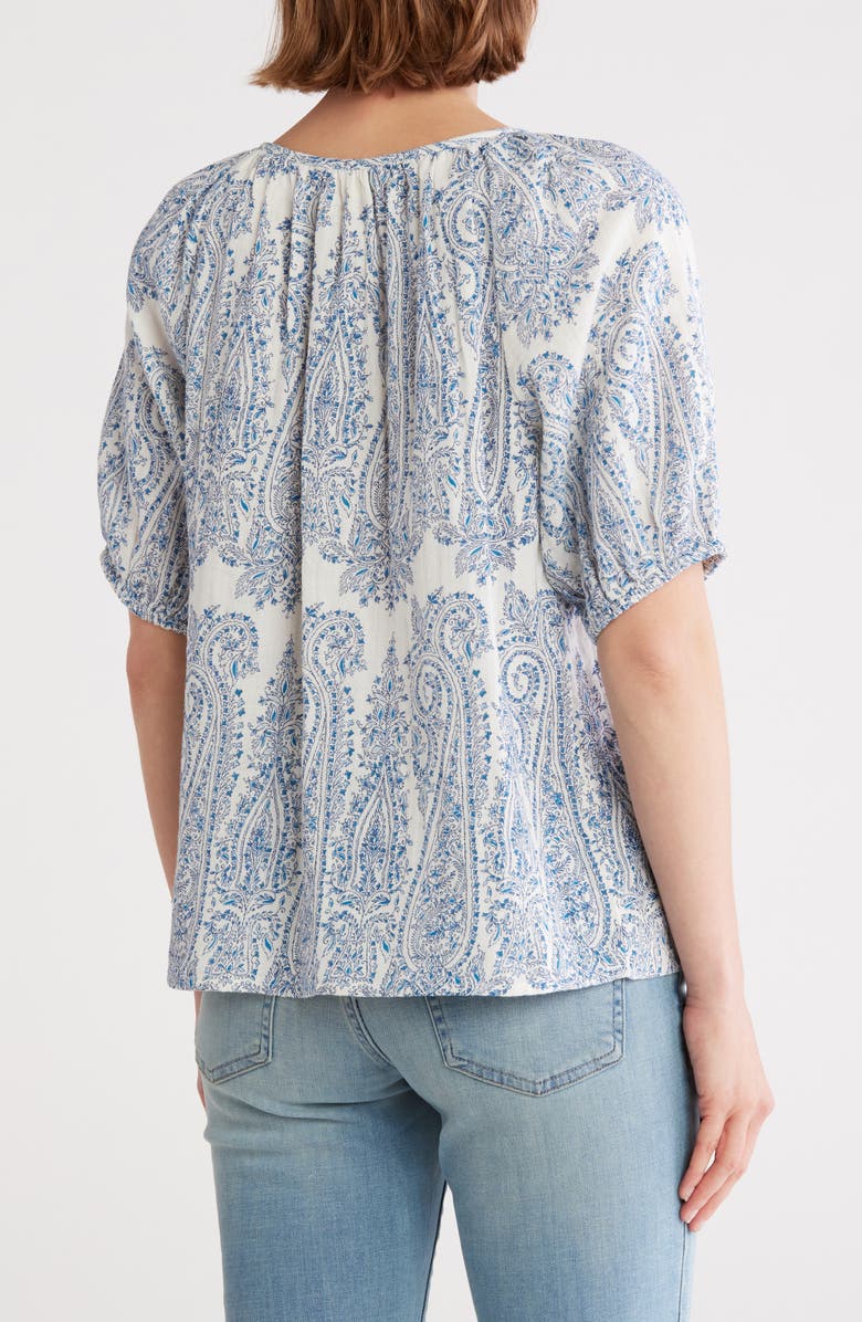 Lucky Brand Puff Sleeve Cotton Top, Alternate, color, Cream Combo