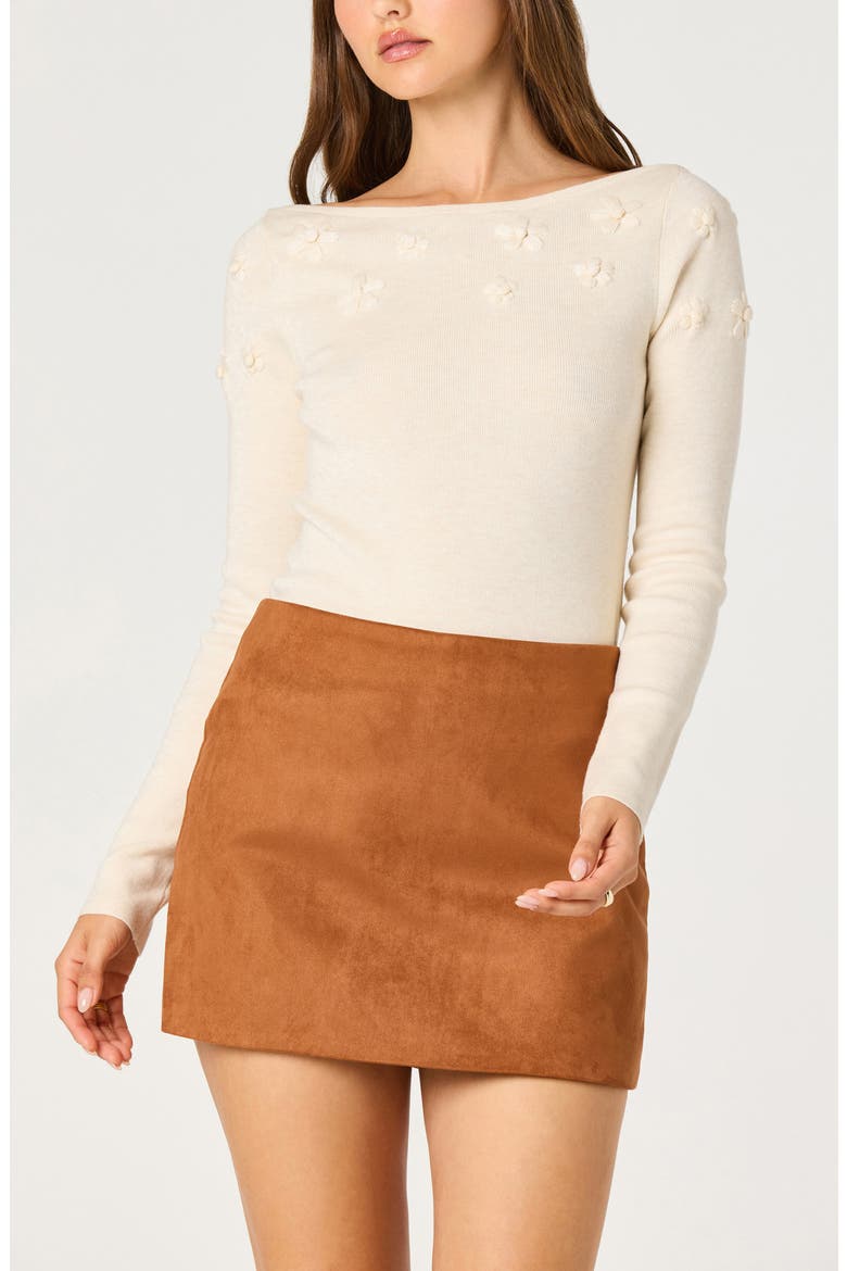 Faux Suede Miniskort, Alternate, color, COGNAC BROWN